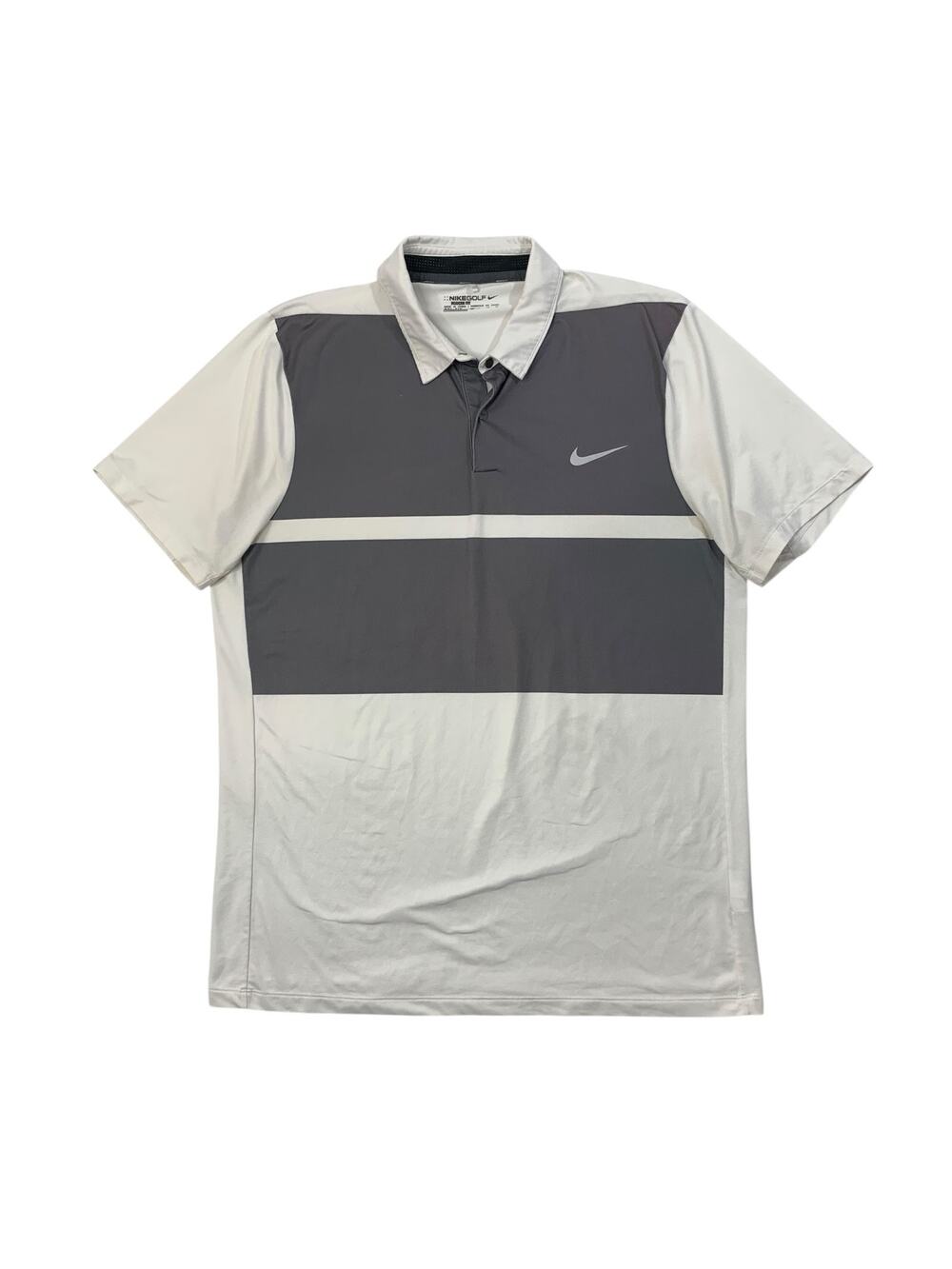 Nike Polo Shirt Mens XL White Graphite Grey Momentum Golf Dri Fit Modern Fit